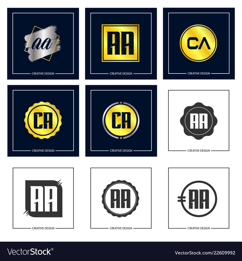 Initial letter aa logo set design