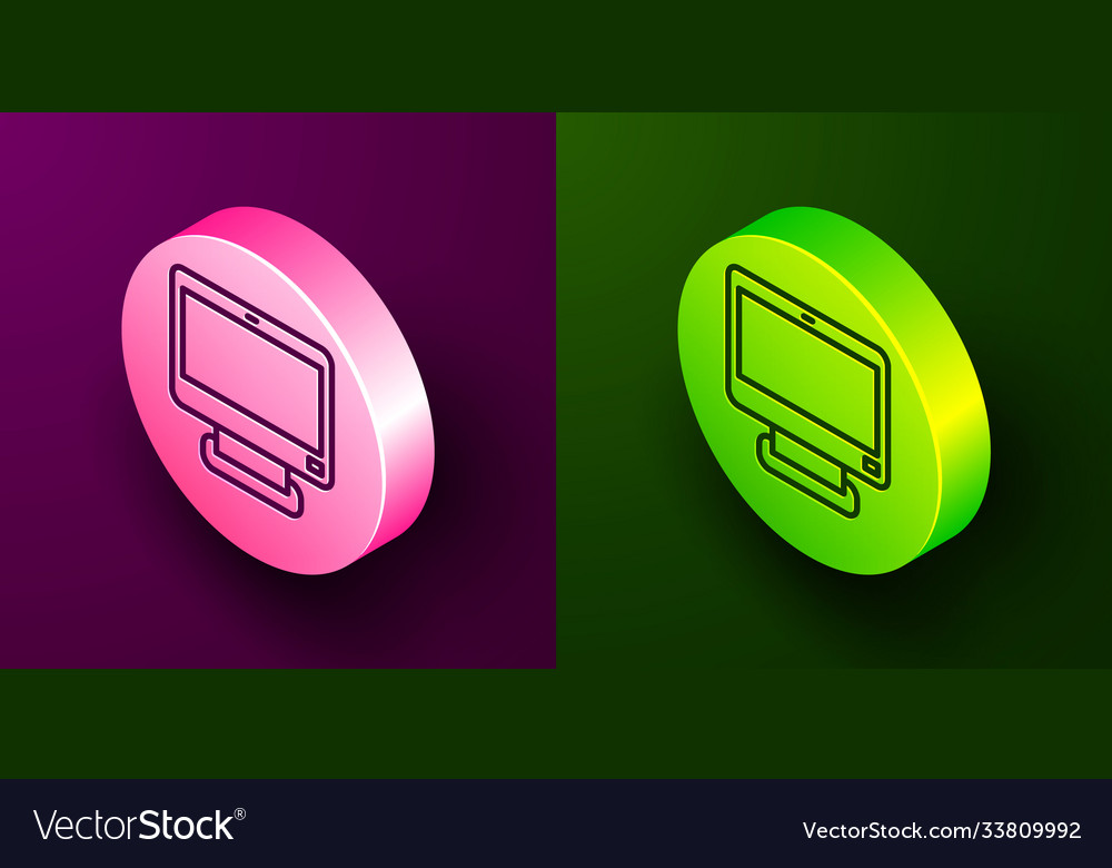 Isometric line computer monitor screen icon Vector Image Isometric line computer monitor screen icon