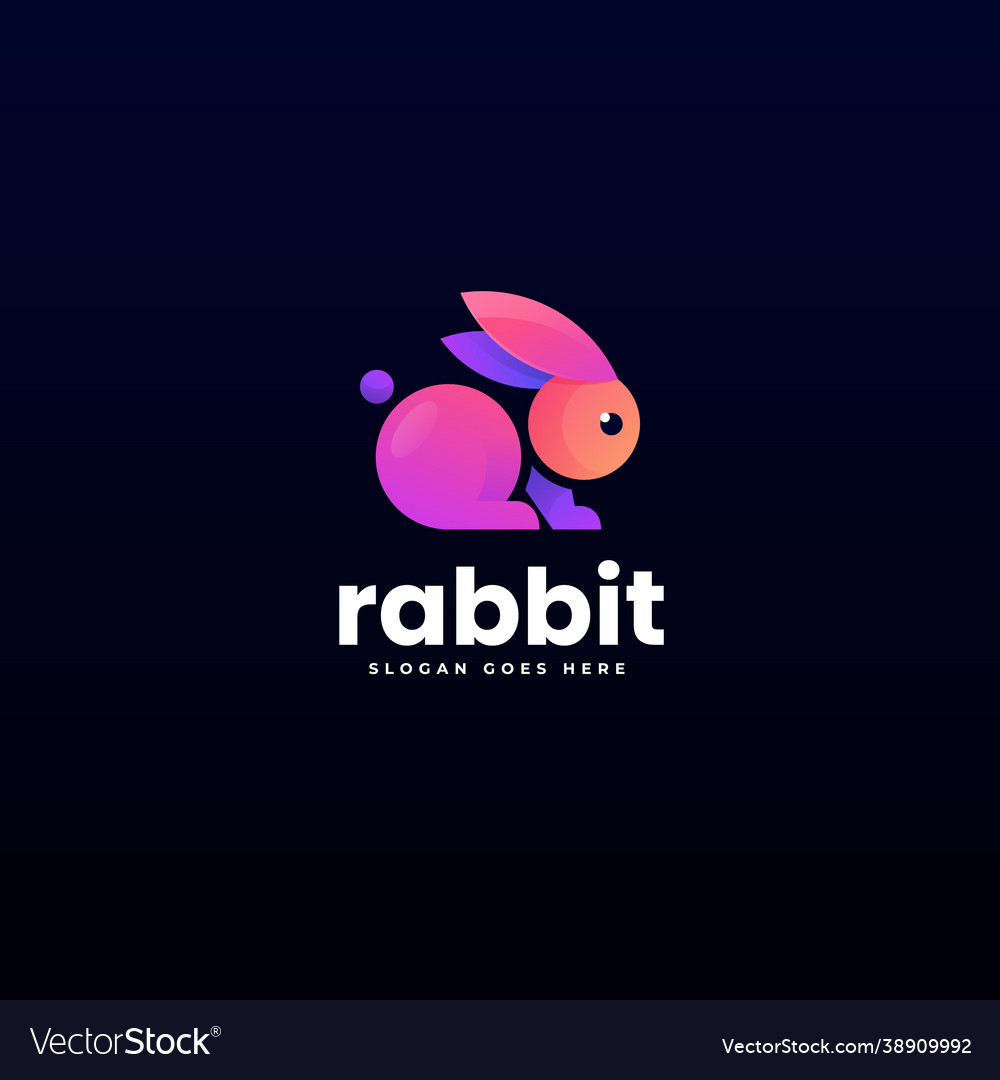 Logo rabbit gradient colorful style Royalty Free Vector