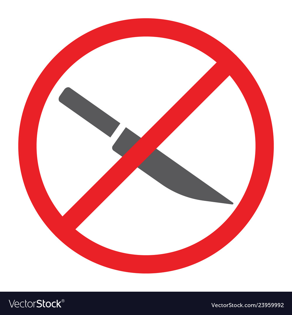 No knife glyph icon prohibited and forbidden no Vector Image