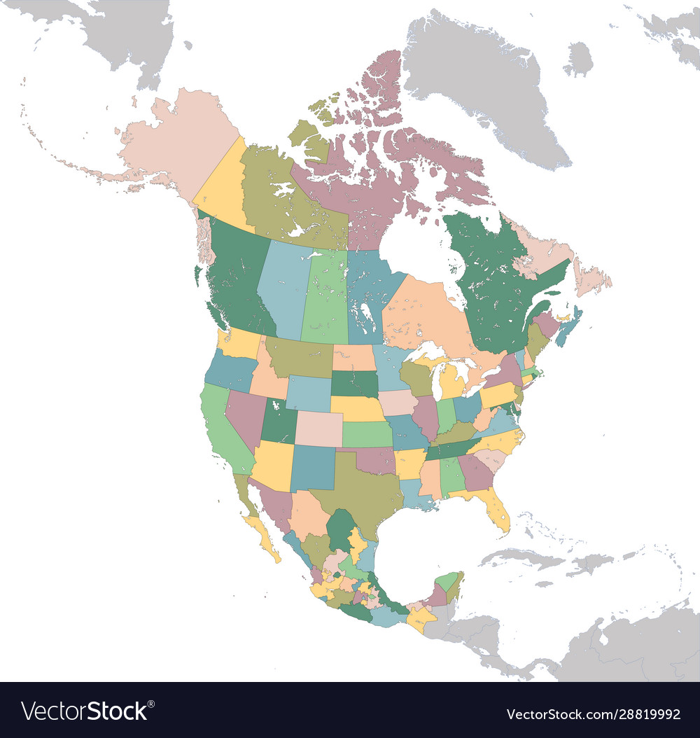 North america map with usa canada and mexico Vector Image