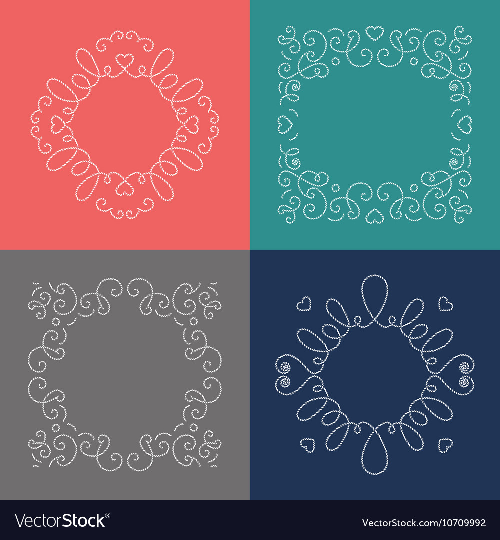 Rope frames Decorative nautical frame Marine Vector Image