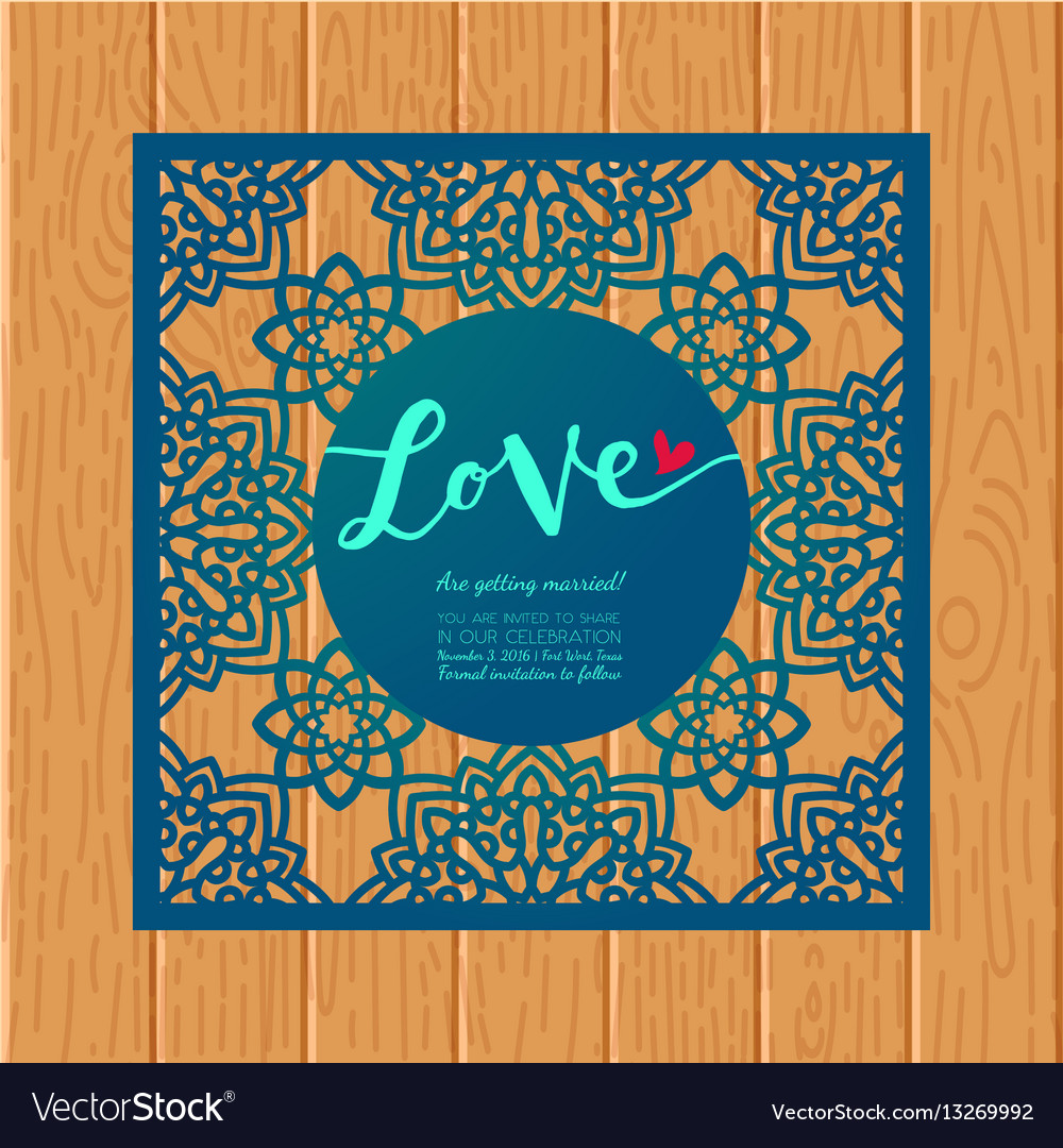 Save the date card laser cutting pattern