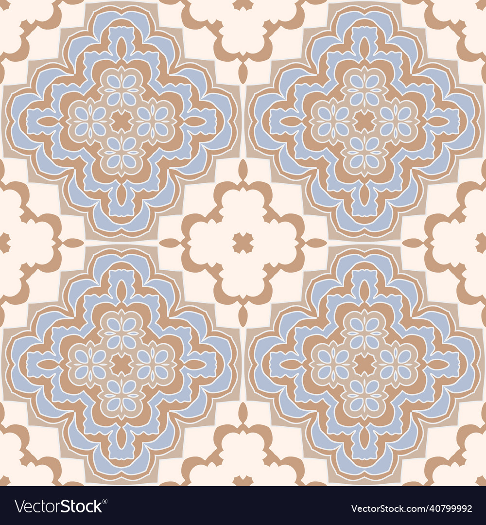 Seamless pattern of decorative tiles in retro vector image Seamless pattern of decorative tiles in retro