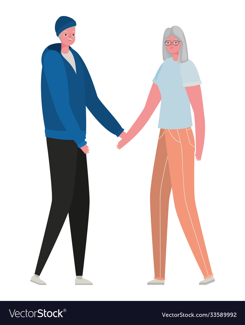 Senior woman and man cartoons with sportswear