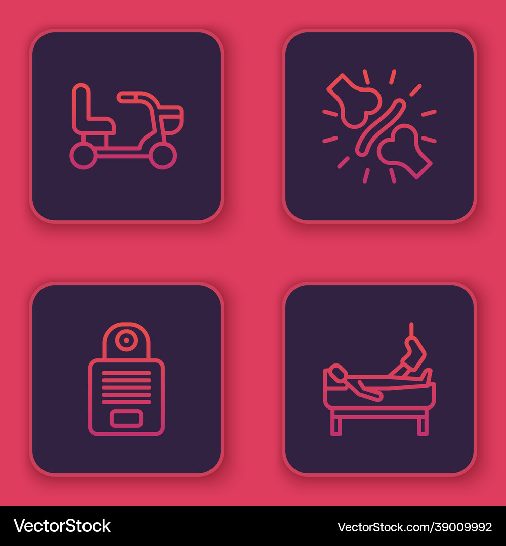 Set line electric wheelchair joint pain Vector Image