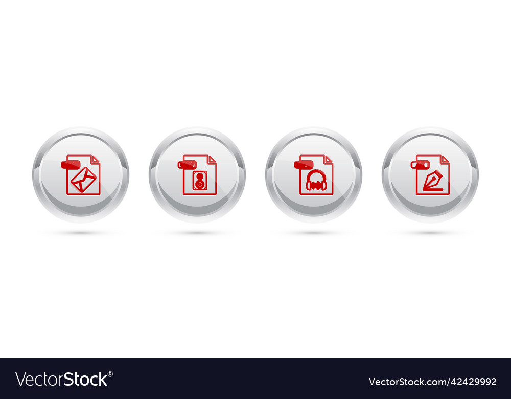 Set line msg file document wav mp3 and ai vector image Set line msg file document wav mp3 and ai
