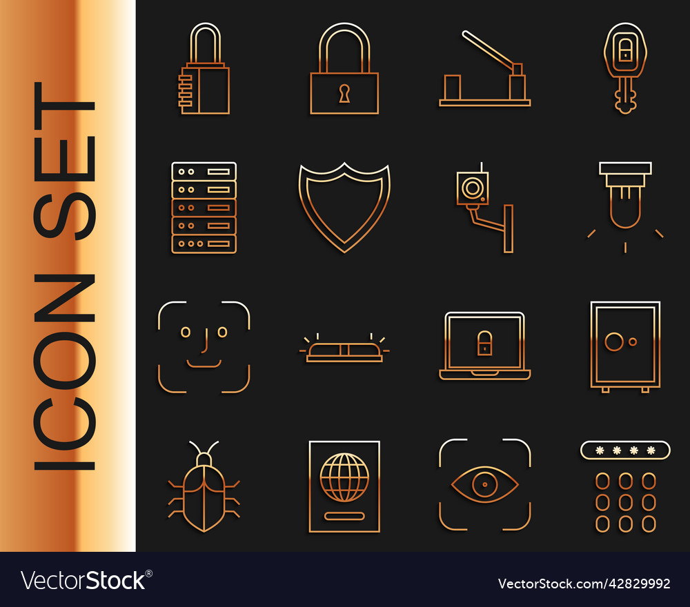 Set line password protection safe motion sensor vector image Set line password protection safe motion sensor
