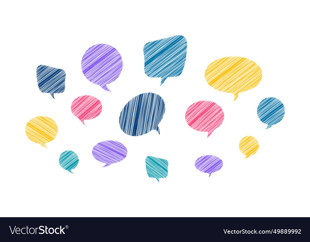 Set of speech bubble text with trendy scribble vector image Set of speech bubble text with trendy scribble