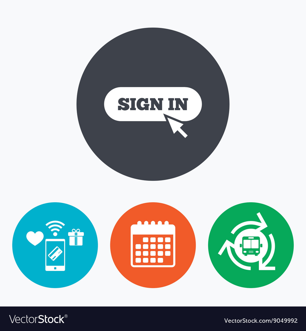 Sign in with cursor pointer icon login symbol