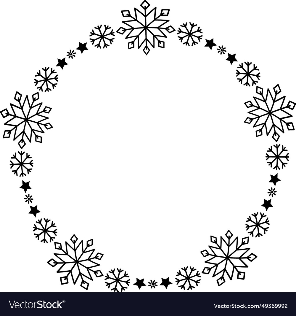 Snowflake circle frame winter round
