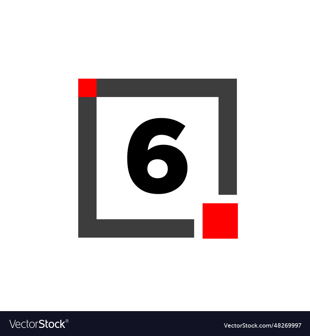 6 number with square box icon monogram vector image 6 number with square box icon monogram