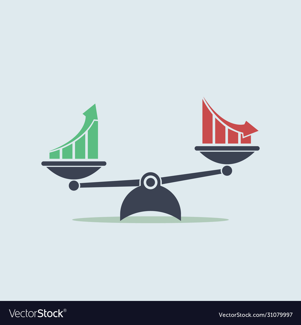 Arrow Graph Up And Down On Scale Concept Business Vector Image