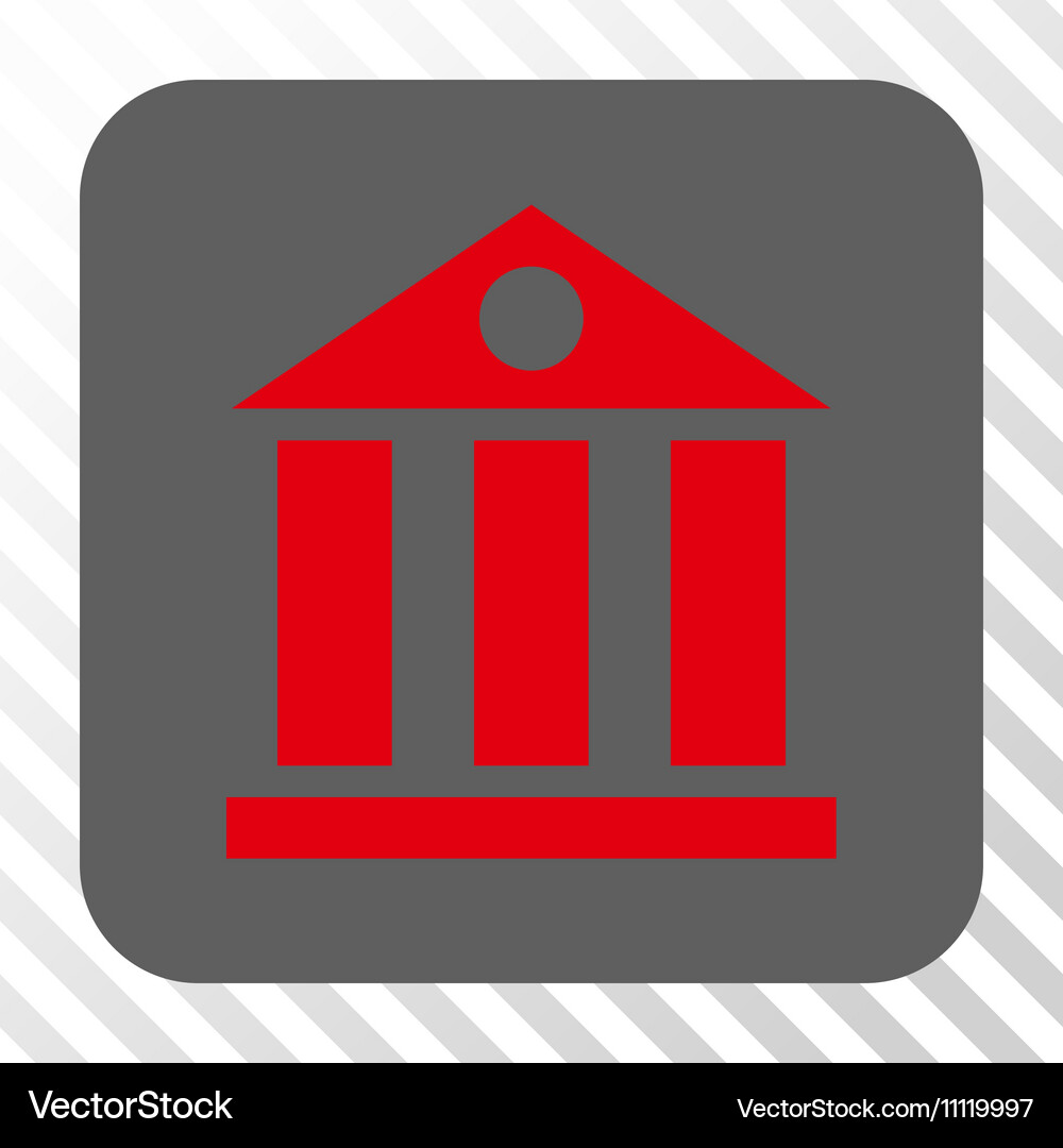 Bank building rounded square button Royalty Free Vector