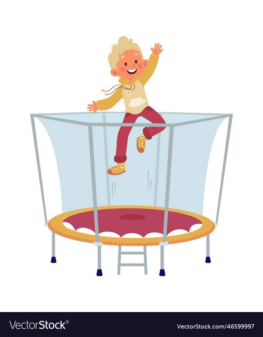 Boy jumping on trampoline Royalty Free Vector Image