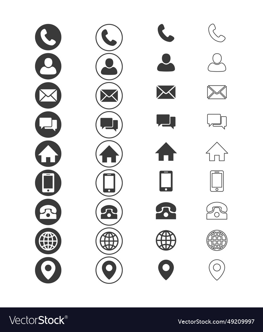Contact and web icon set website Vector Image Contact and web icon set website
