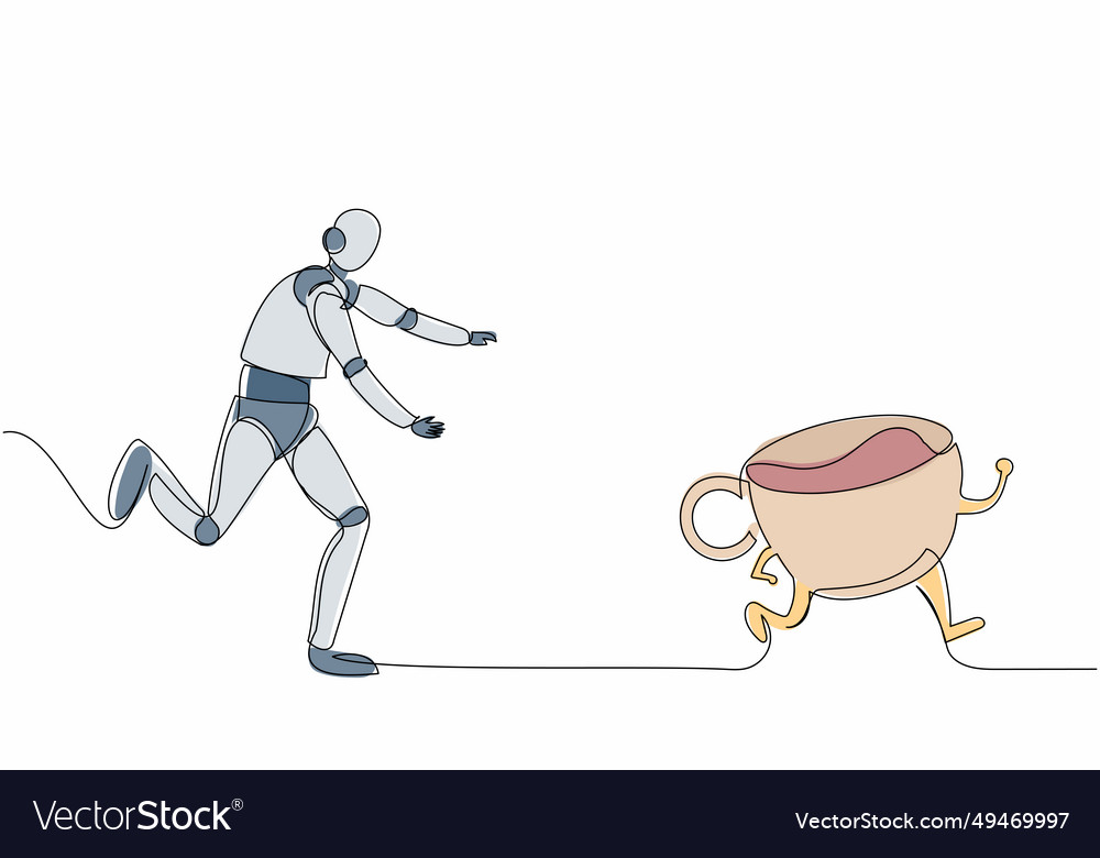 Continuous one line drawing robot run chase