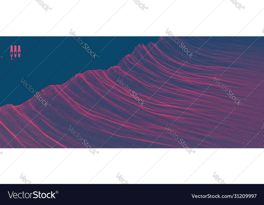 Dynamic particles texture 3d grid surface vector image Dynamic particles texture 3d grid surface