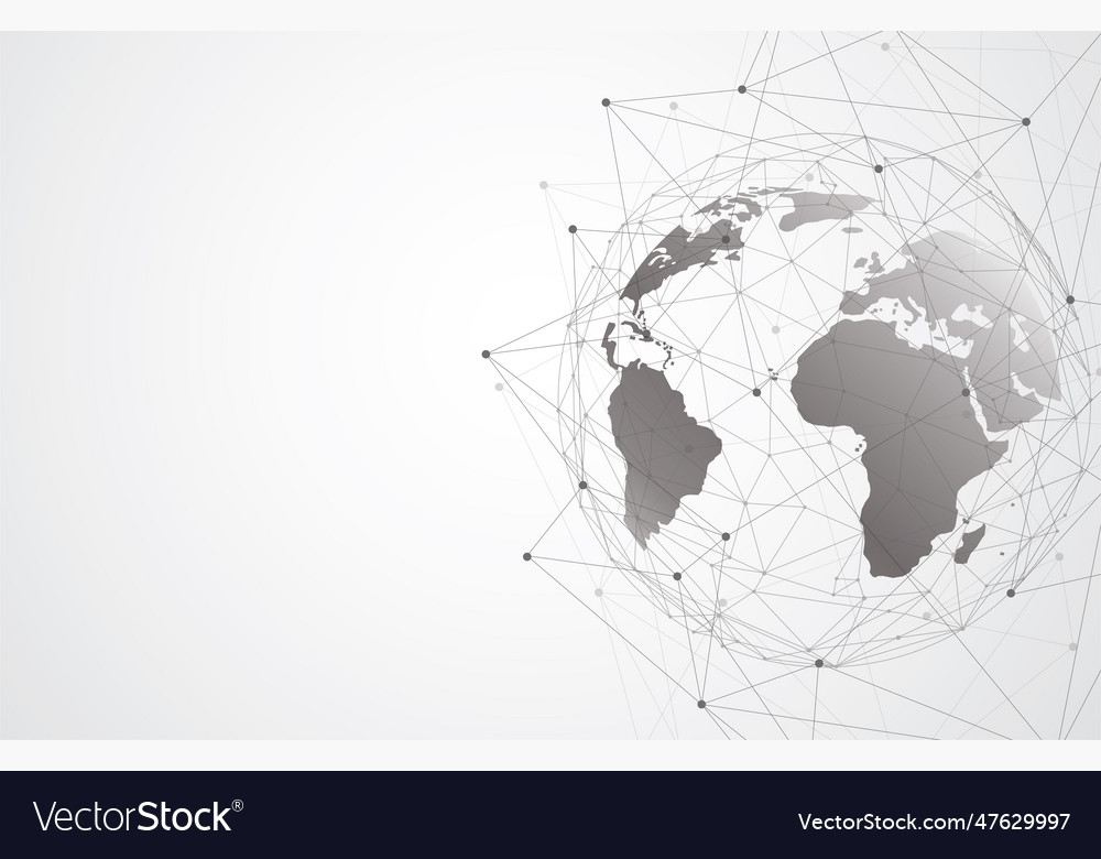 Global network connection world map point