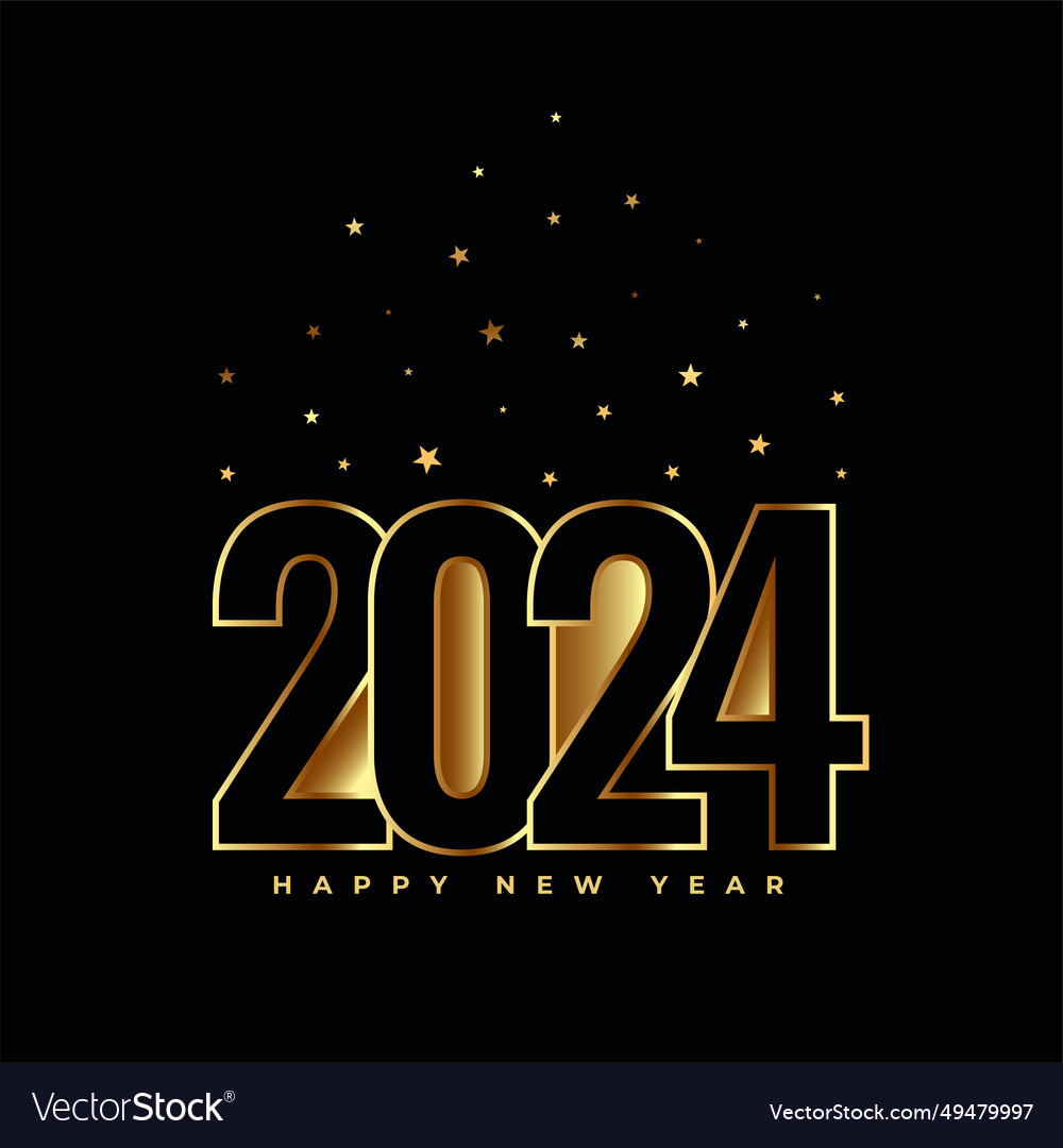 Happy new year 2024 dark background with golden Vector Image