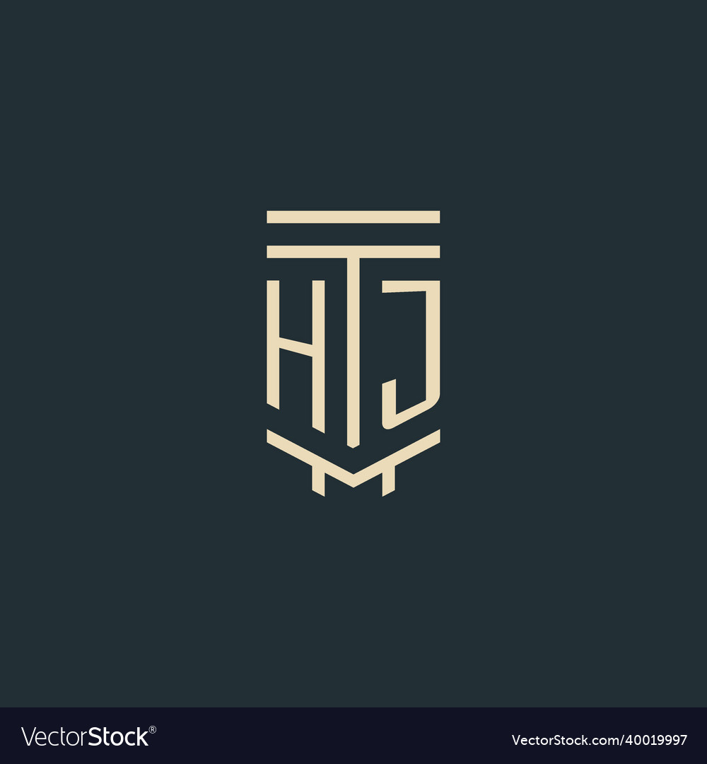 Hj initial monogram with simple line art pillar Vector Image Hj initial monogram with simple line art pillar