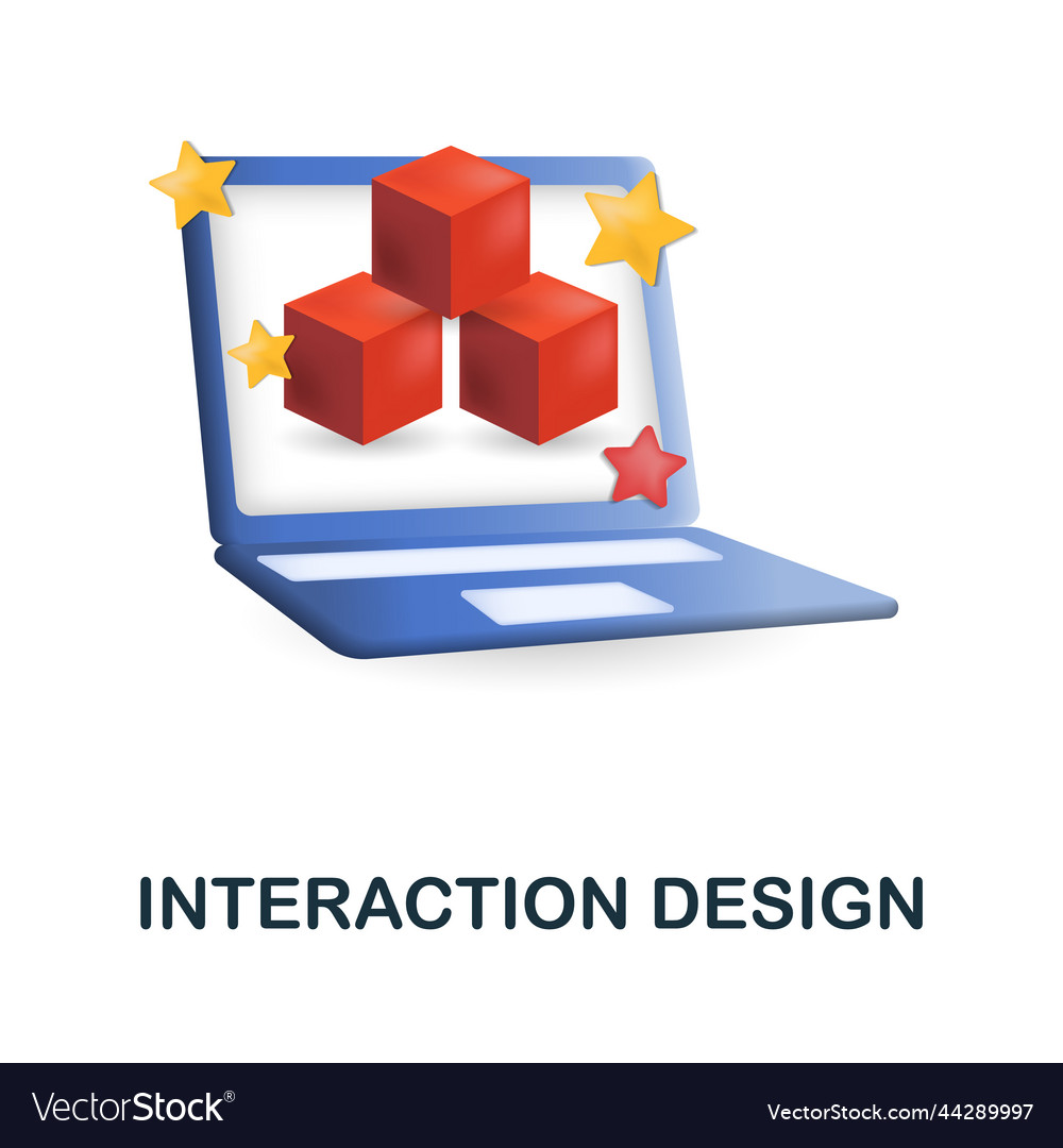 Interaction design icon 3d from web development vector image Interaction design icon 3d from web development