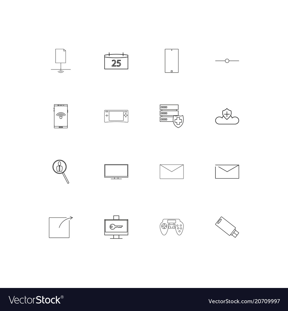 Internet technologies simple linear icons set