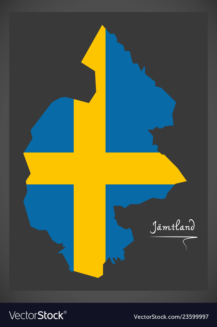 Jamtland map of sweden with swedish national flag Vector Image