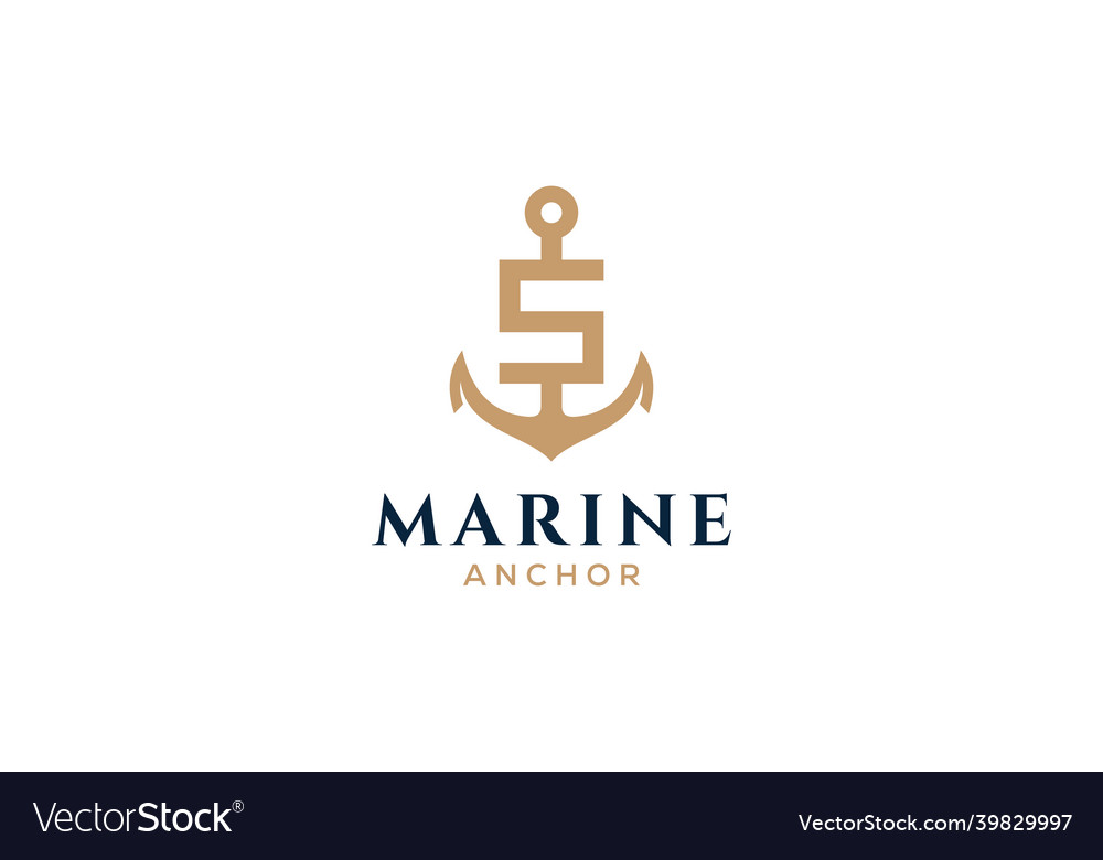 Letter s monogram anchor logotype logo of yacht