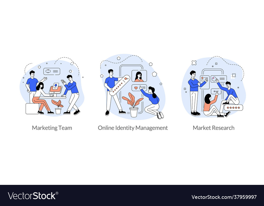 Marketing teamwork research flat linear