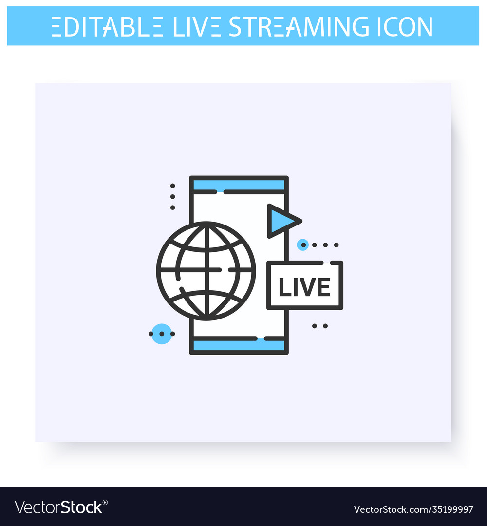 Mobile live stream line iconeditable