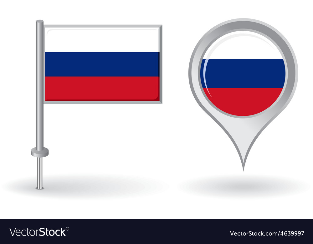 Russia flag & map - Russia - Pin