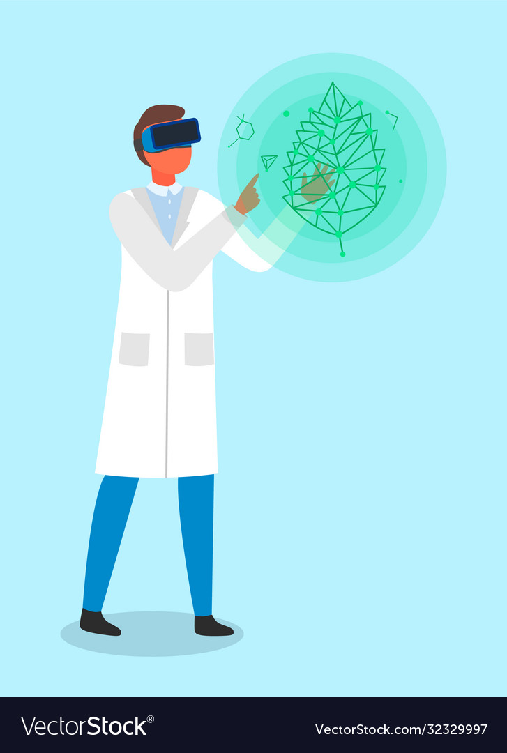 Scientist or engineer using virtual reality vector image Scientist or engineer using virtual reality