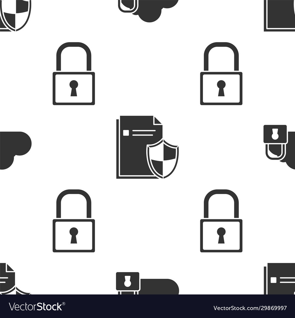 Set cloud computing lock document protection vector image Set cloud computing lock document protection