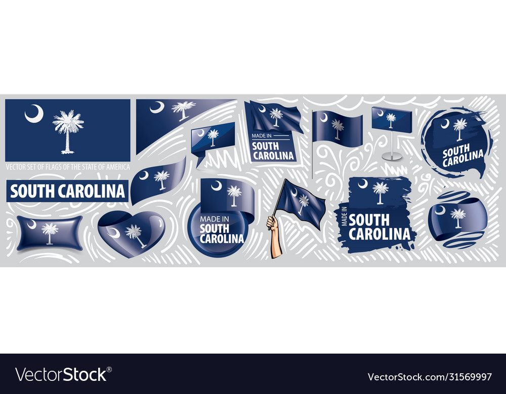 Set flags american state south Royalty Free Vector Image