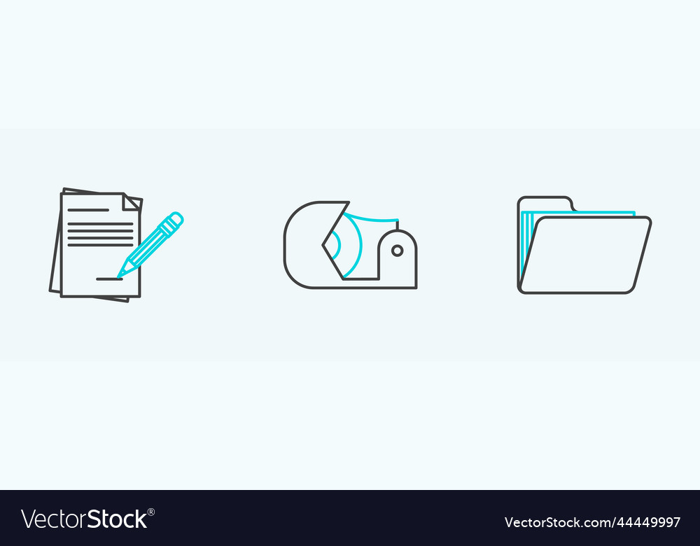 Set line document folder blank notebook vector image Set line document folder blank notebook