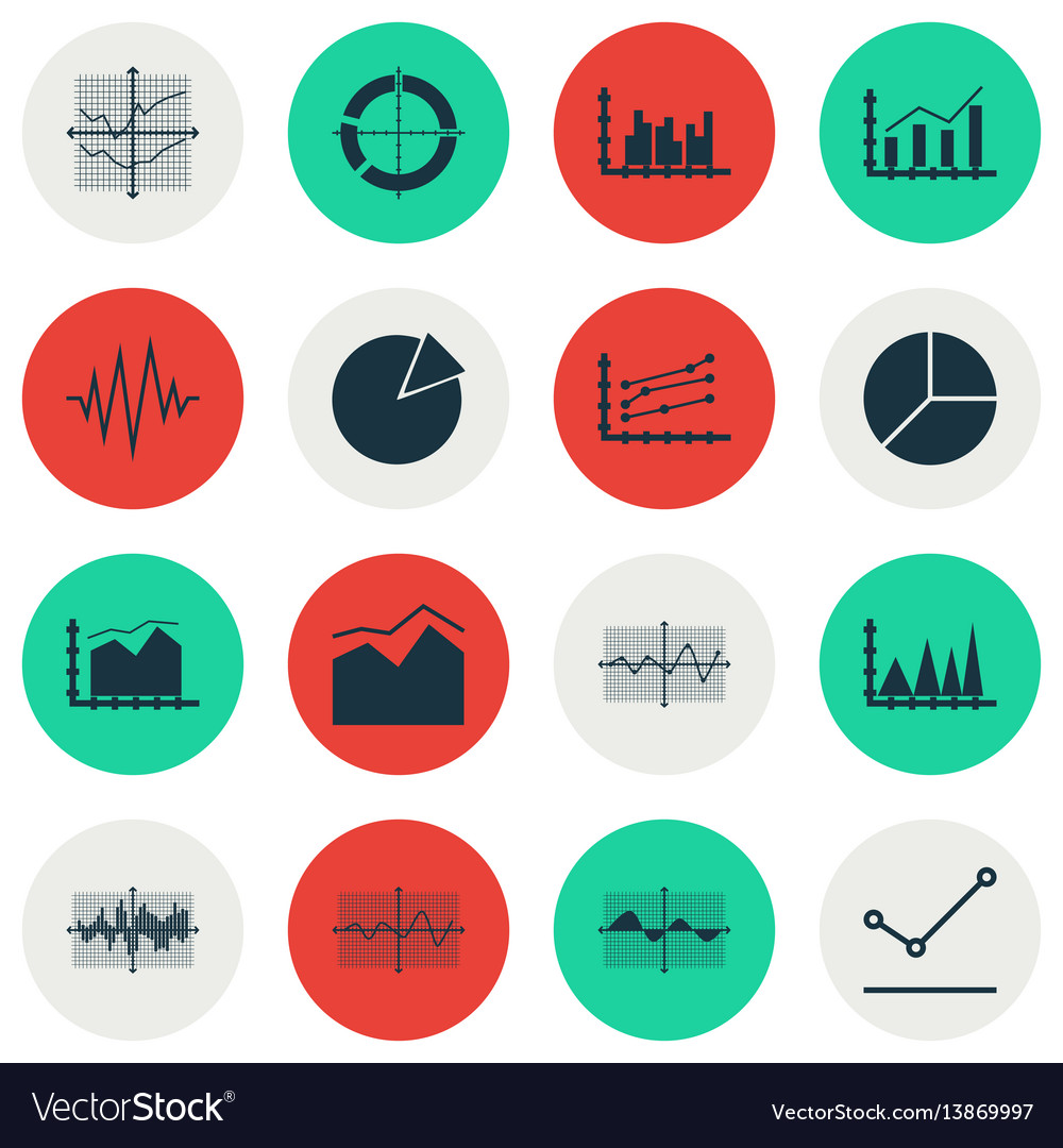 Set of graphs diagrams and statistics icons vector image Set of graphs diagrams and statistics icons