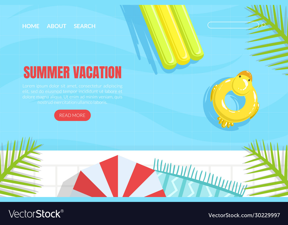 Summer vacation landing page template summertime vector image Summer vacation landing page template summertime