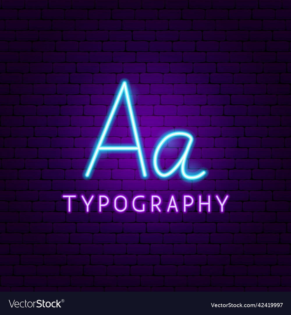 Typography neon label vector image Typography neon label