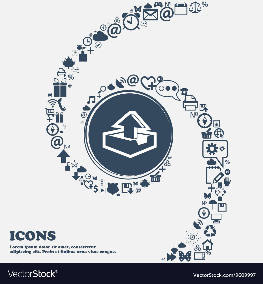 Upload icon sign in the center around many