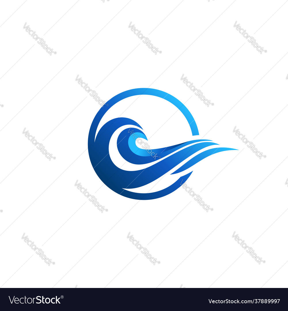 Wave ocean logo icon blue waves symbol logo Vector Image