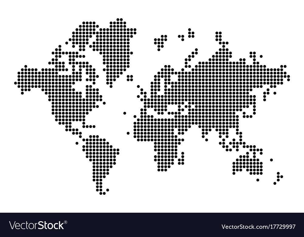 World map silhouette in dots Royalty Free Vector Image