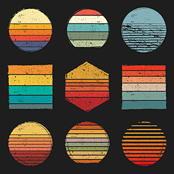 retro vintage sunsets pack sunset grunge vector