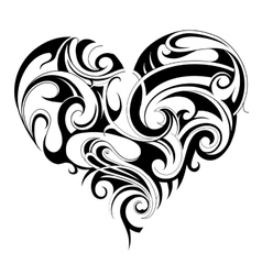 Heart shape in tribal style tattoo Royalty Free Vector Image