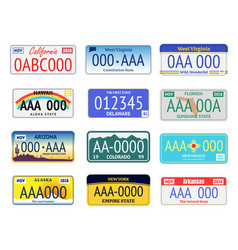 Car registration number plate colorful cartoon Vector Image