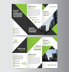 Creative trifold brochure design with green and Vector Image