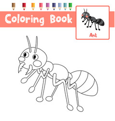 Coloring page fire ant with black hat Royalty Free Vector