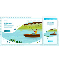 Fisherman fishing from a boat Royalty Free Vector Image