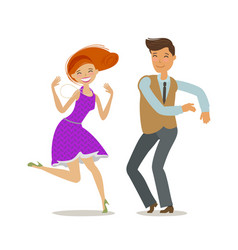 Happy couple dancing dance twist cartoon Vector Image