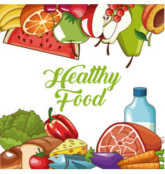 Healthy food frame concept Royalty Free Vector Image